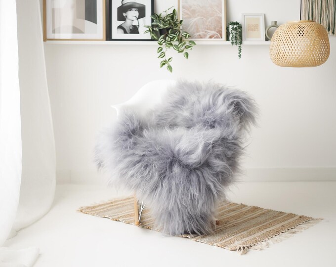 Real Icelandic Sheepskin Rug Scandinavian Home Decor Sofa Sheepskin throw Chair Cover Natural Sheep Skin Rugs Gray #IS168