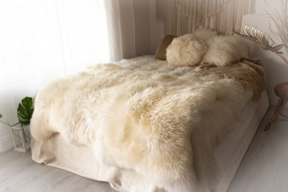 Real Fur Sheepskin Throw | Super Large | Sheepskin Rug | Boho Blanket | Merino Triple Sheepskin