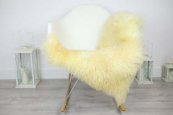 Genuine Rare Tuscan Lamb Sheepskin Rug - Curly Fur Rug - Natural Sheepskin - Ivory Sheepskin | Small Sheepskin #3MARGOT9