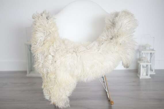 Genuine Rare Tuscan Lamb Sheepskin Rug - Curly Fur Rug - Natural Sheepskin - Ivory Sheepskin | Small Sheepskin #5margot4
