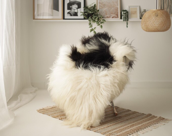 Real Icelandic Sheepskin Rug Scandinavian Decor Sofa Sheepskin throw Chair Cover Natural Sheep Skin Rugs Ivory Black #IS255