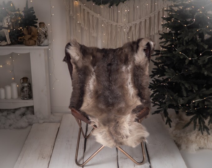 Reindeer Hide | Reindeer Rug | Reindeer Skin | Throw XXL EXTRA LARGE - Scandinavian Style Christmas Decor Brown White Hide #Reeinder101