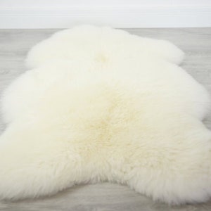 Genuine Natural creamy white Sheepskin Rug, Pelt, Giant Sheepskin throw Octo Deca image 9