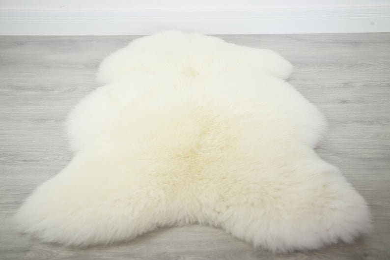 Genuine Natural creamy white Sheepskin Rug, Pelt, Giant Sheepskin throw Octo Deca image 9