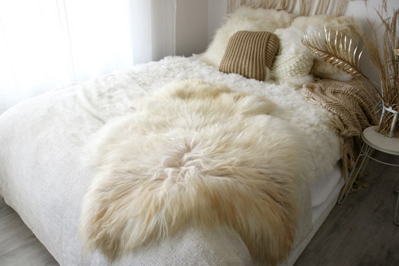 Real Icelandic Sheepskin Rug Scandinavian Decor Sofa Sheepskin throw Chair Cover Natural Sheep Skin Rugs Ivory Fur Rug #Dziatisl9
