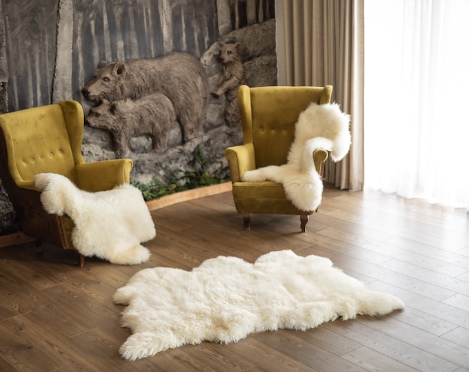 Triple Sheepskin Rug | Creamy white Sheepskin | Beige Sheepskin | Sheepskin Throw | Sheepskin Rug