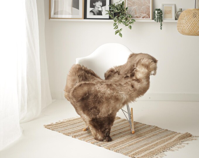 Real Sheepskin Rug Shaggy Rug Chair Cover Scandinavian Home Sheepskin Throw Sheep Skin Ivory Brown Sheepskin Home Decor Rugs #Mher113