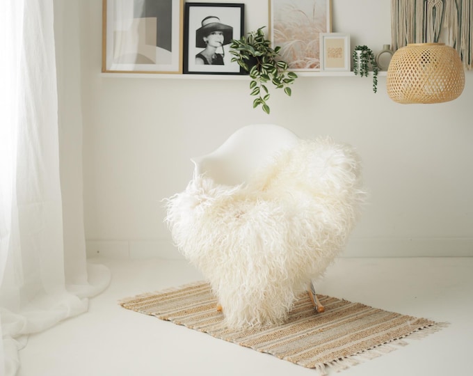 Real Icelandic Sheepskin Rug Scandinavian Decor Sofa Sheepskin throw Chair Cover Natural Sheep Skin Rugs Ivory #Iceland1695