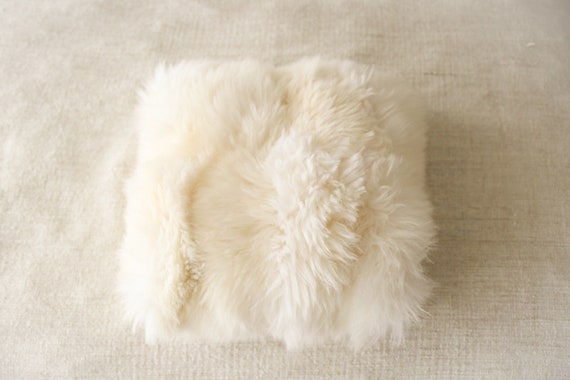 Beautiful unique real, natural SHEEPSKIN Pillow Sheepskin Cushion, soft, thick fur! - Large creamy white