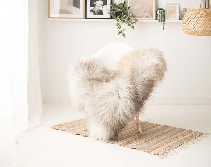 Real Icelandic Sheepskin Rug Scandinavian Decor Sofa Sheepskin throw Chair Cover Natural Sheep Skin Rugs Ivory Gray #IS111