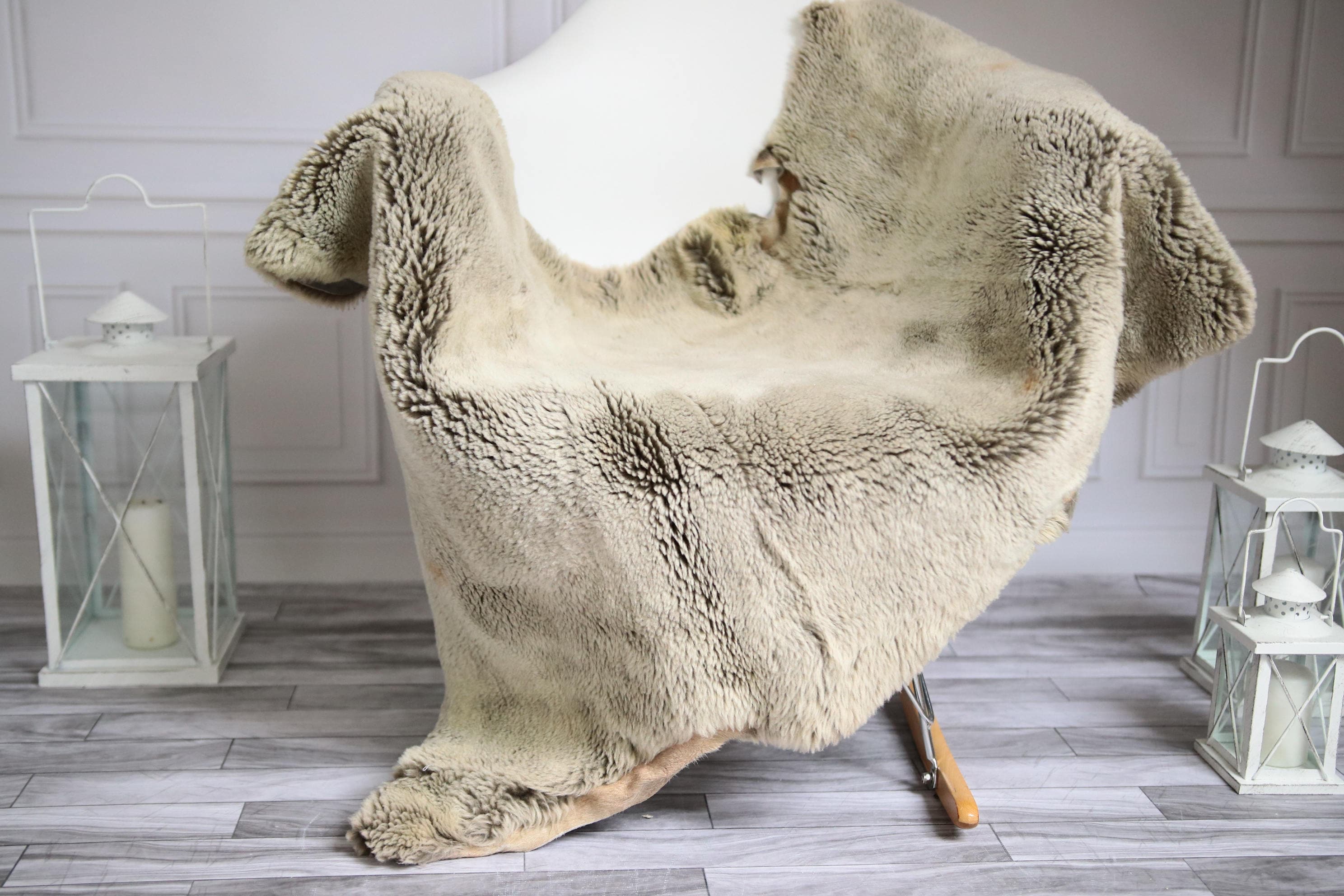 ON SALE Scandinavian Sheepskin Rug Gray Sheepskin Rug Gray Beige