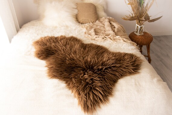 Real Sheepskin Rug Shaggy Rug Chair Cover Sheepskin Throw Sheep Skin Brown Sheepskin Scandinavian Home Decor Rugs #Nuher29