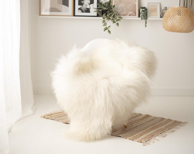 Real Icelandic Sheepskin Rug Scandinavian Decor Sofa Sheepskin throw Chair Cover Natural Sheep Skin Rugs Ivory #IS107