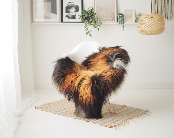 Real Icelandic Sheepskin Rug Scandinavian Home Decor Sofa Sheepskin throw Chair Cover Natural Sheep Skin Rugs Black Brown #IS209