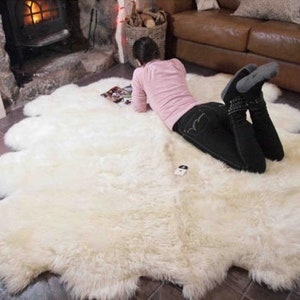 Genuine Natural creamy white Sheepskin Rug, Pelt, Giant Sheepskin throw Octo Deca image 1