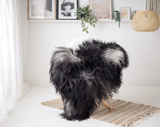 Real Icelandic Sheepskin Rug Scandinavian Decor Sofa Sheepskin throw Chair Cover Natural Sheep Skin Rugs Gray White #IS1