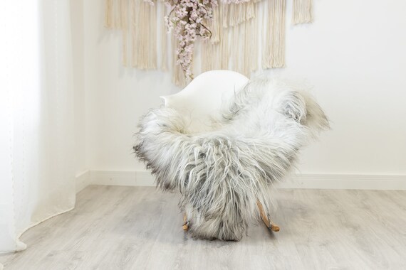 Real Icelandic Sheepskin Rug Scandinavian Home Decor Sofa Sheepskin throw Chair Cover Natural Sheep Skin Rugs Gray White #Iceland332