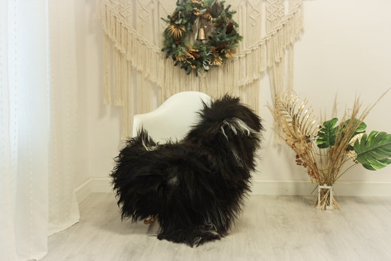 Real Icelandic Sheepskin Rug Scandinavian Decor Sofa Sheepskin throw Chair Cover Natural Sheep Skin Rugs Brown White #Iceland82