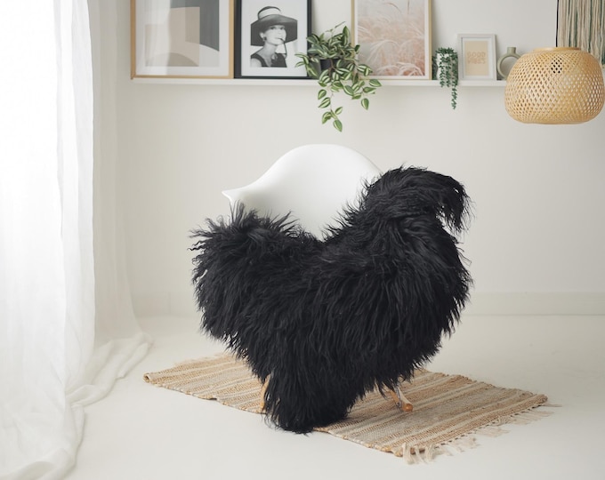 Real Icelandic Sheepskin Rug Scandinavian Home Decor Sofa Sheepskin throw Chair Cover Natural Sheep Skin Rugs Black #IS237