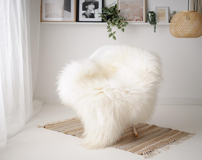 Real Icelandic Sheepskin Rug Scandinavian Decor Sofa Sheepskin throw Chair Cover Natural Sheep Skin Rugs Ivory #IS36
