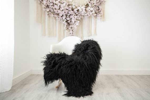 Curly Black Icelandic Sheepskin Rug Scandinavian Decor Sofa Sheepskin throw Chair Cover Natural Sheep Skin Rugs