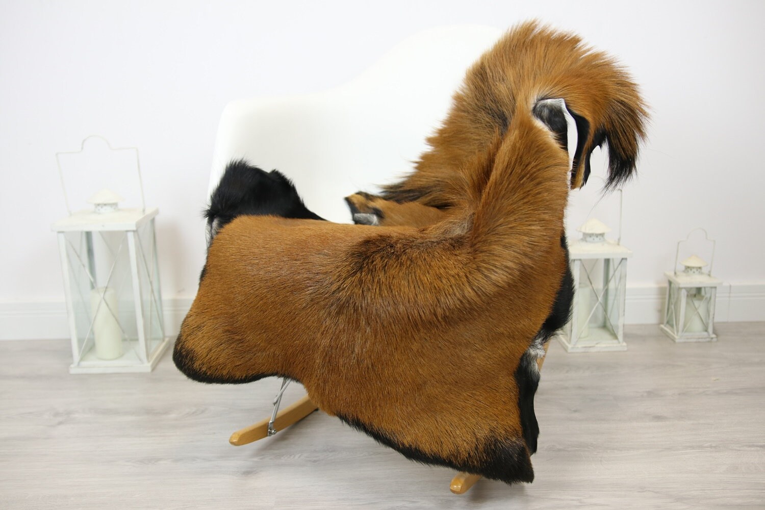 Natural real Goatskin rug, Goat Hide Goat Rug Beige Brown Goat23