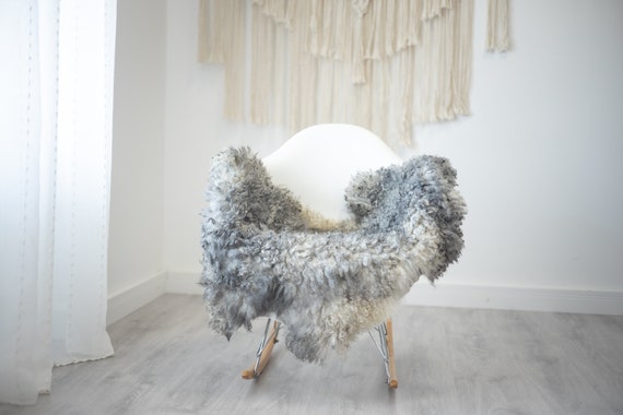 Real Sheepskin Rug Genuine Rare Gotland Sheepskin Rus - Curly Fur Rug Scandinavian Sheep skin - Gray Sheepskin #G36