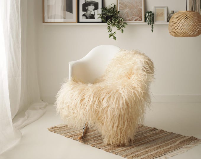 Real Icelandic Sheepskin Rug Scandinavian Decor Sofa Sheepskin throw Chair Cover Natural Sheep Skin Rugs Ivory #IS264