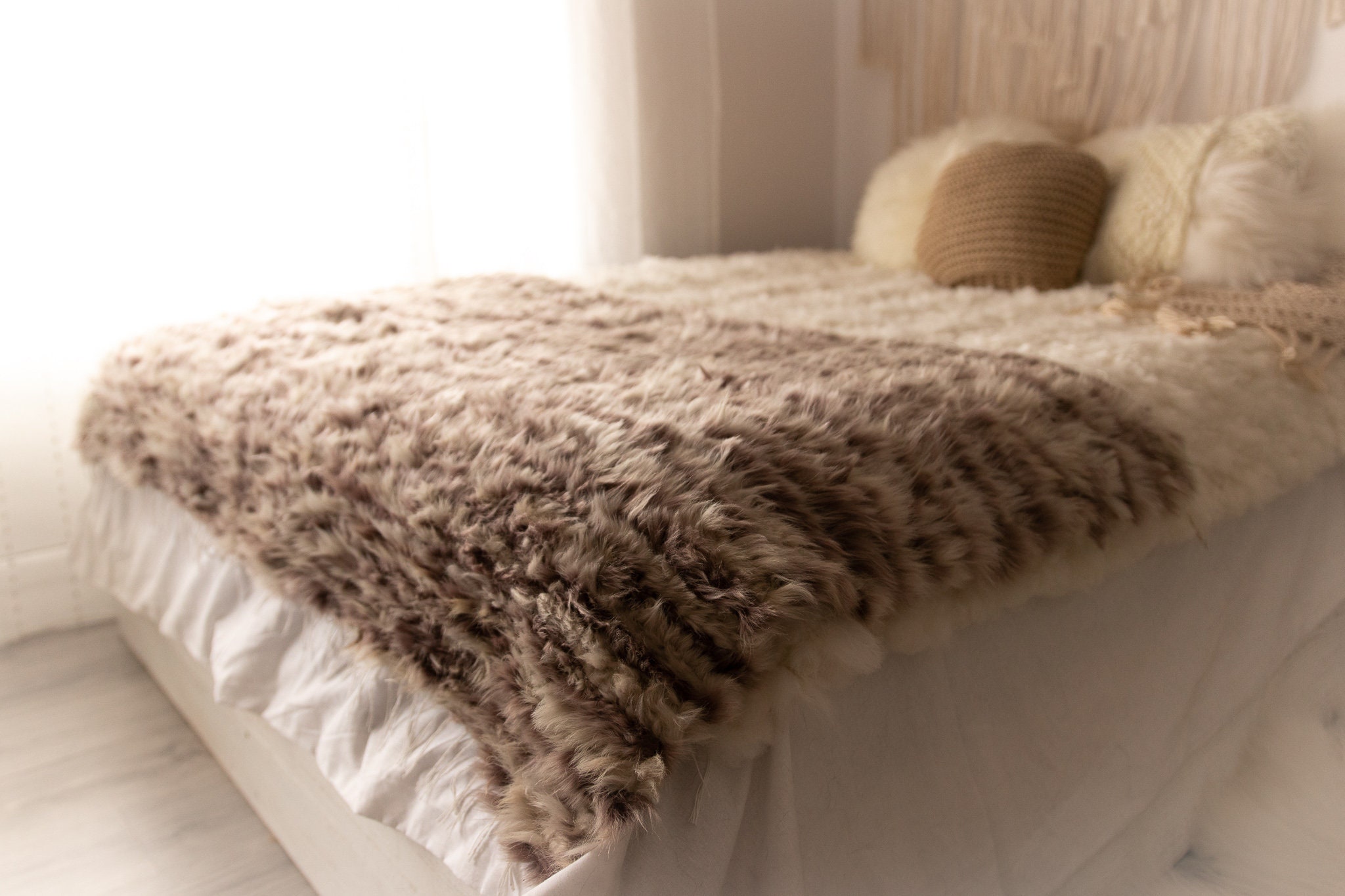 Exclusive Genuine Unique WOVEN Lamb Sheepskin, Lambskin Rug, Pelt