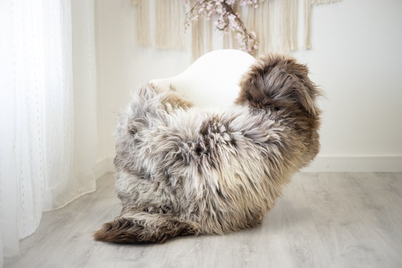 Real Sheepskin Rug Shaggy Rug Chair Cover Scandinavian Home Sheepskin Throw Sheep Skin Ivory Brown Sheepskin Home Decor Rugs #herdwik265