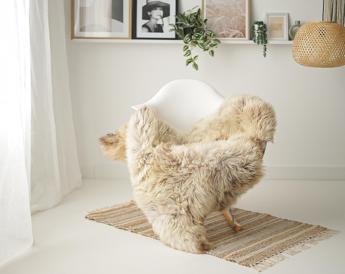 Real Sheepskin Rug Shaggy Rug Chair Cover Scandinavian Home Sheepskin Throw Sheep Skin Ivory Brown Sheepskin Home Decor Rugs #Mher156