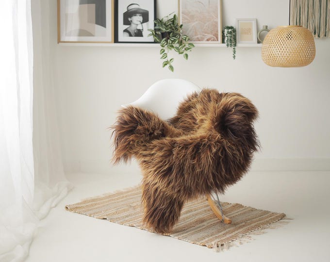 Real Icelandic Sheepskin Rug Scandinavian Home Decor Sofa Sheepskin throw Chair Cover Natural Sheep Skin Rugs Brown #IS219