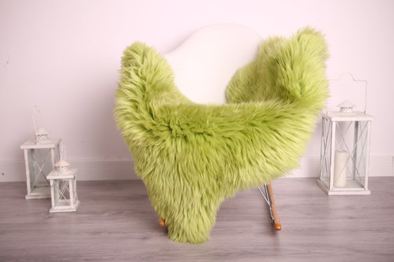 Real Sheepskin Rug Shaggy Rug Chair Cover Sheepskin Throw Sheep Skin Green Sheepskin Home Decor Rugs #9her16