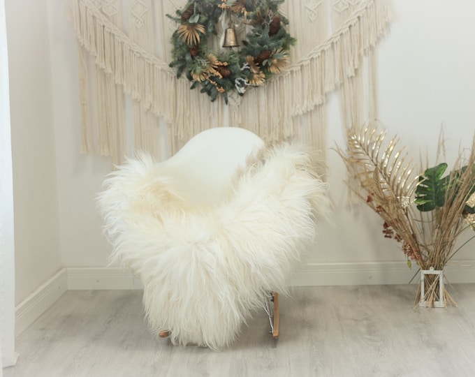Real Icelandic Sheepskin Rug Scandinavian Decor Sofa Sheepskin throw Chair Cover Natural Sheep Skin Rugs Brown Ivory #Iceland95