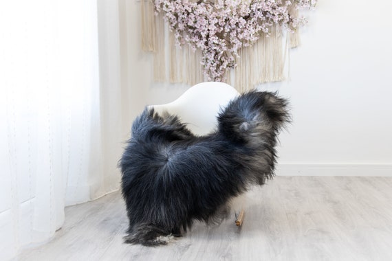 Real Icelandic Sheepskin Rug Scandinavian Decor Sofa Sheepskin throw Chair Cover Natural Sheep Skin Rugs Gray Black #Iceland232