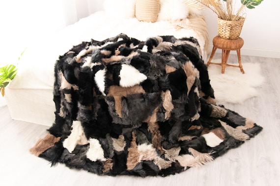 Luxurious Toscana Sheepskin Real Fur Throw | Real Fur Blanket | Sheepskin throw | Scandinavian Decor Sofa Sheepskin Sheep Skin Blanket Fu996