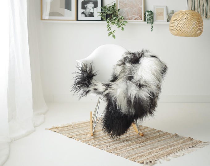 Real Icelandic Sheepskin Rug Scandinavian Decor Sofa Sheepskin throw Chair Cover Natural Sheep Skin Rugs Ivory Black #IS99