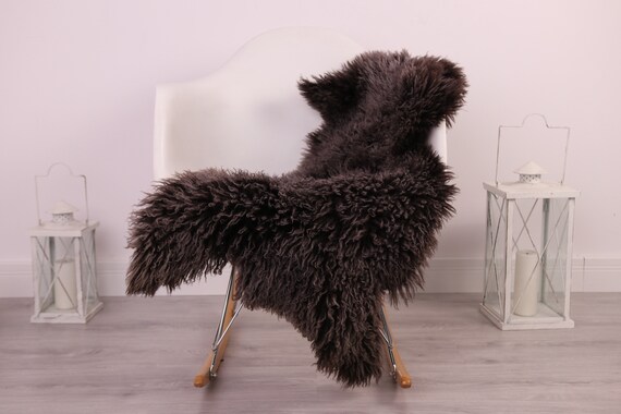 Real Sheepskin Rug Genuine Rare Gotland Sheepskin Rus - Curly Fur Rug Scandinavian Sheepvskin - Black Brown Sheepskin #4Margo8
