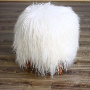 Exclusive Luxury Beautiful Unique Natural, Real icelandic Sheepskin Stool, bench, chair cover soft, long fur image 3