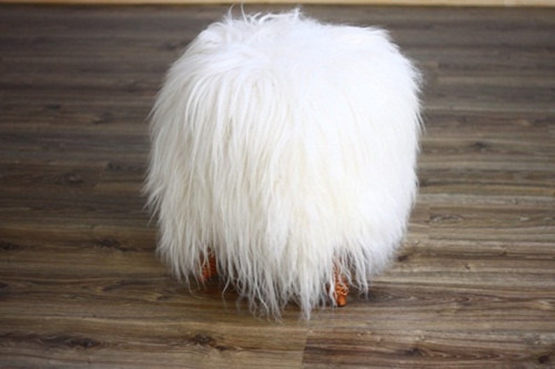 Exclusive Luxury Beautiful Unique Natural, Real icelandic Sheepskin Stool, bench, chair cover soft, long fur image 3