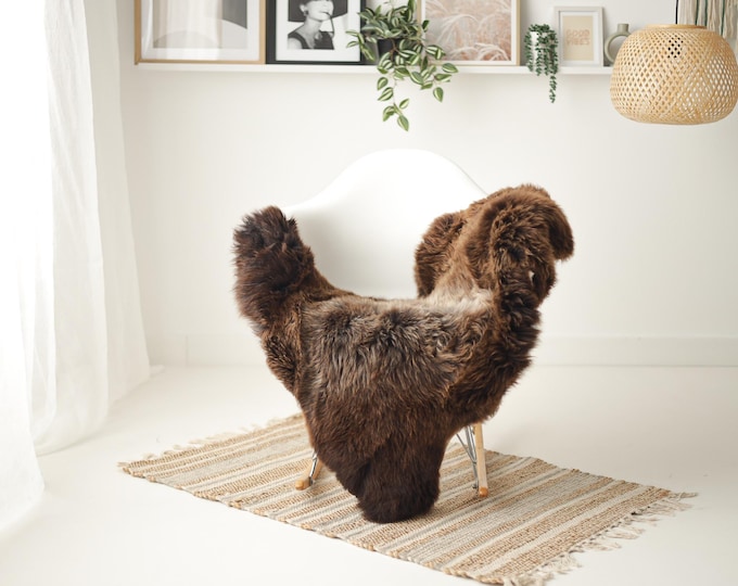 Real Sheepskin Rug Shaggy Rug Chair Cover Scandinavian Home Sheepskin Throw Sheep Skin Gray Gray Brown Sheepskin Home Decor Rugs #Mher107