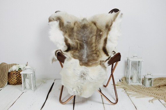 Reindeer Hide | Reindeer Rug | Reindeer Skin | Throw XXL EXTRA LARGE - Scandinavian Style Christmas Decor Brown White Hide #Kre14