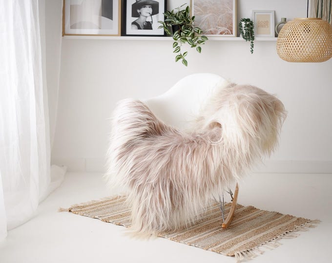 Real Icelandic Sheepskin Rug Scandinavian Decor Sofa Sheepskin throw Chair Cover Natural Sheep Skin Rugs Ivory Beige #IS27