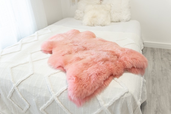 Genuine Natural Light Pink Sheepskin Rug Sheepskin Throw Scandinavian Style | Scandinavian Rug | Sheep Skin - WHOLESALE PACK 10 PIECES