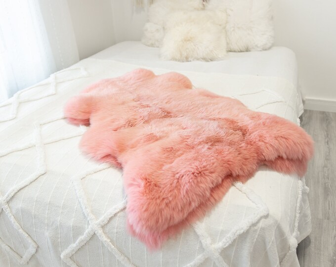 Genuine Natural Light Pink Sheepskin Rug Sheepskin Throw Scandinavian Style | Scandinavian Rug | Sheep Skin -  WHOLESALE PACK 10 PIECES