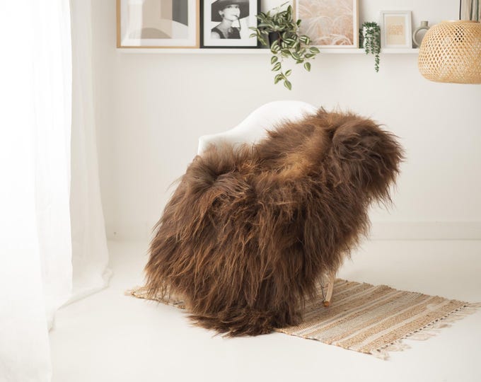 Real Icelandic Sheepskin Rug Scandinavian Decor Sofa Sheepskin throw Chair Cover Natural Sheep Skin Rugs Brown #IS118