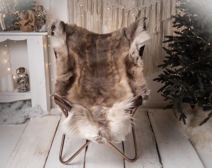 Reindeer Hide | Reindeer Rug | Reindeer Skin | Throw XXL EXTRA LARGE - Scandinavian Style Christmas Decor Brown White Hide #Reeinder118