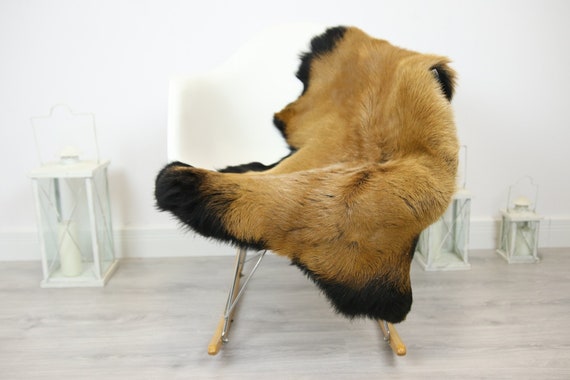 Natural real Goatskin rug, Goat Hide Goat Rug Carmel Brown #Goat29