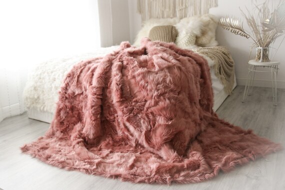 Luxurious Patchwork Toscana Sheepskin Real Fur Throw | Real Fur Blanket | Sheepskin throw | Boho Throw |2FU6