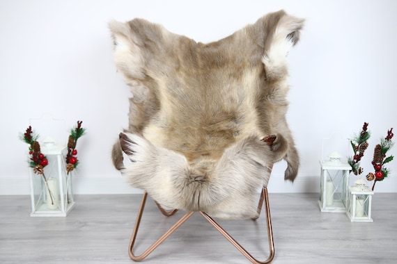 Reindeer Hide | Reindeer Rug | Reindeer Skin | Throw - Scandinavian Style #ERE9 130x110 | Christmas Decor |